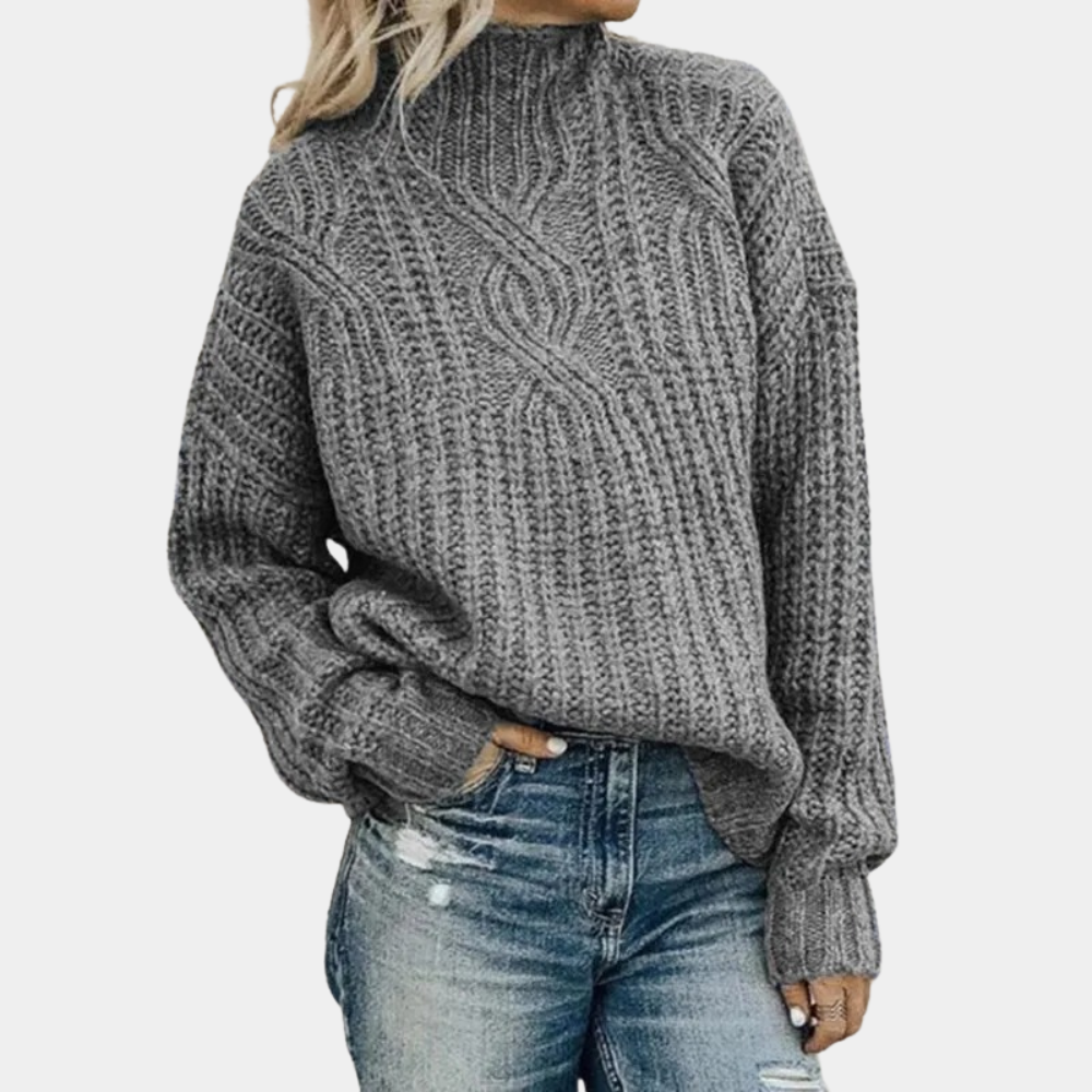 Pull pour Femme Avec Motif Câble Et Col Montant | Idéal pour L’Hiver