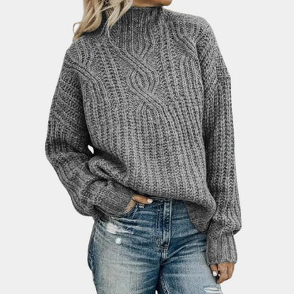 Pull pour Femme Avec Motif Câble Et Col Montant | Idéal pour L’Hiver