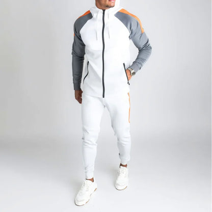 Ensemble Survêtement Homme avec Veste Zippée Et Panneaux Contrastés | Idéal pour Le Sport Et Les Loisirs