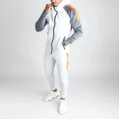 Ensemble Survêtement Homme avec Veste Zippée Et Panneaux Contrastés | Idéal pour Le Sport Et Les Loisirs