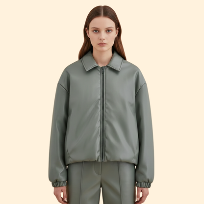 Blouson bomber à col chemise pour femmes
