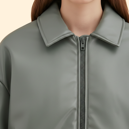 Blouson bomber à col chemise pour femmes