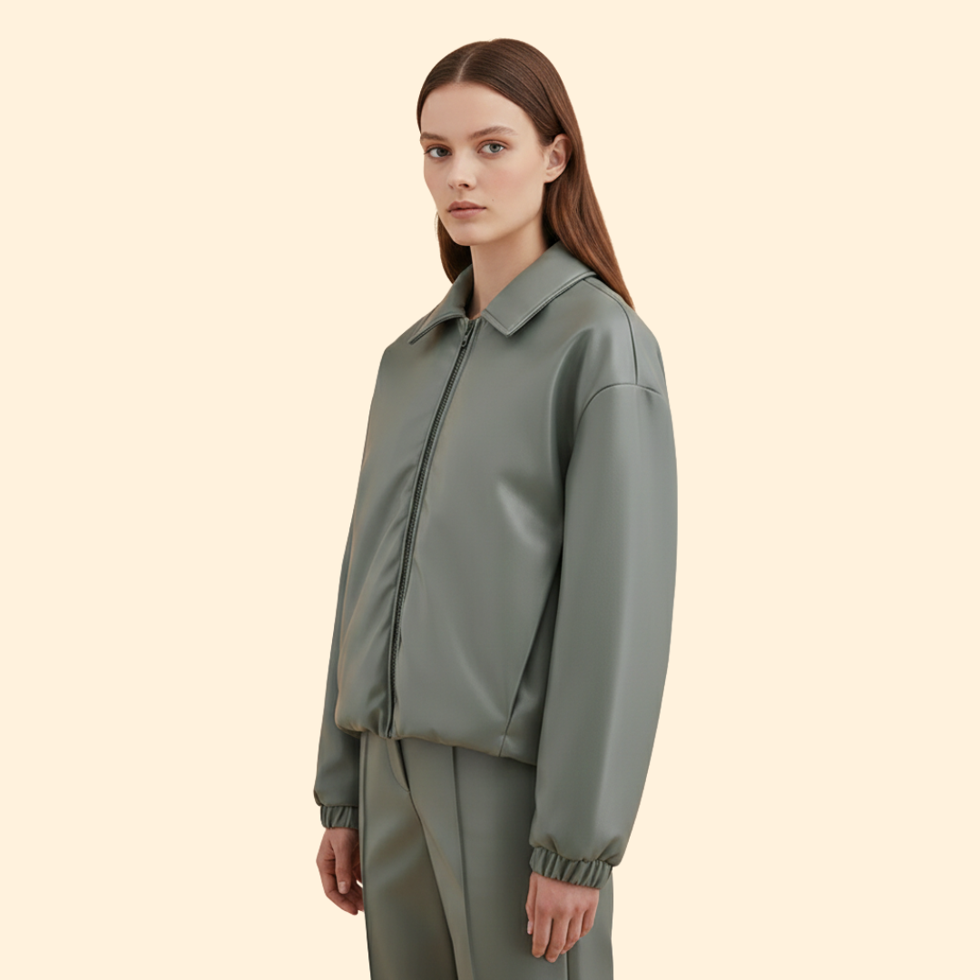 Blouson bomber à col chemise pour femmes