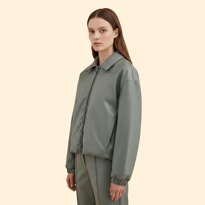 Blouson bomber à col chemise pour femmes
