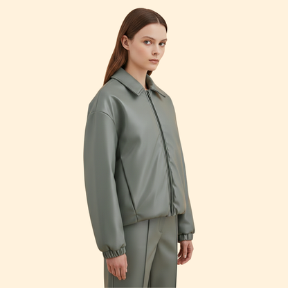 Blouson bomber à col chemise pour femmes