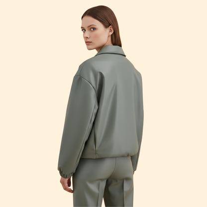 Blouson bomber à col chemise pour femmes