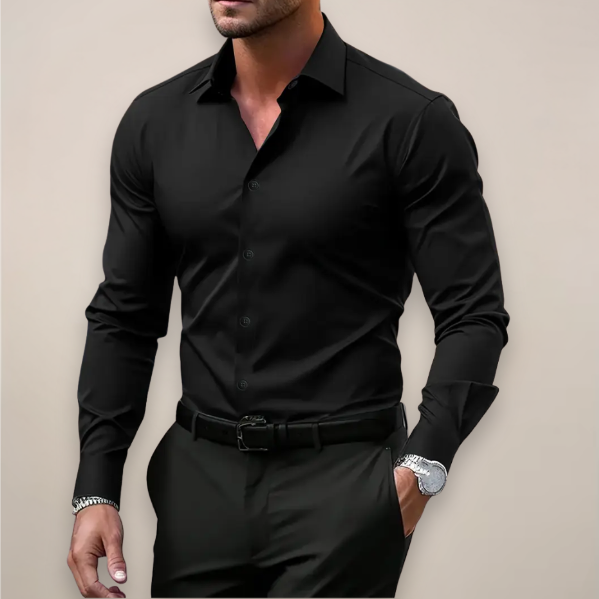 Chemise Slim Fit Avec Col Classique Et Fermeture À Boutons Pour Homme | Idéale Pour Travail Et Usage Quotidien