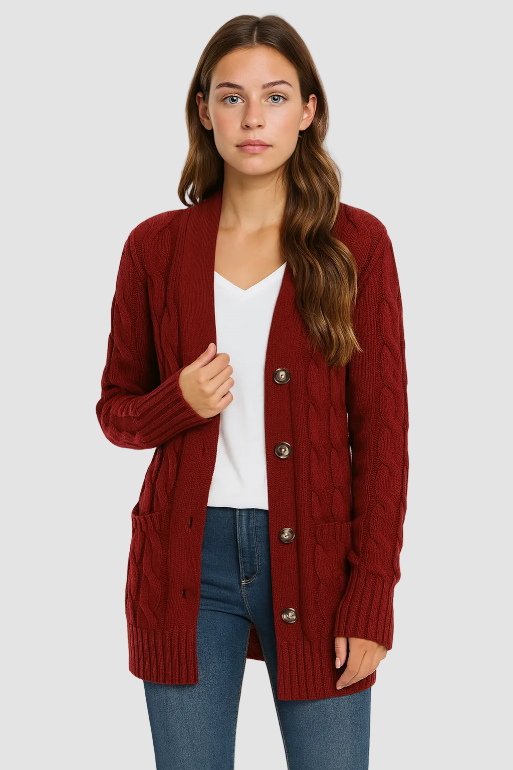 Cardigan boutonné en maille pour femme | Idéal pour l'automne