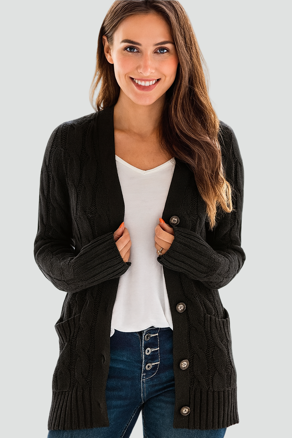 Cardigan boutonné en maille pour femme | Idéal pour l'automne