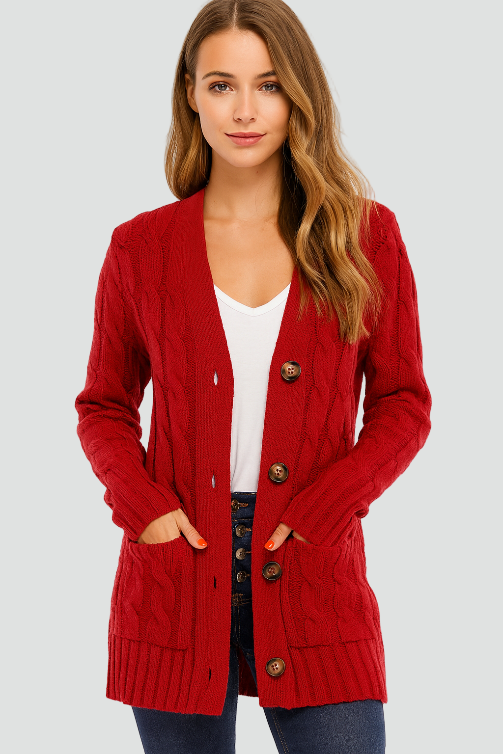 Cardigan boutonné en maille pour femme | Idéal pour l'automne