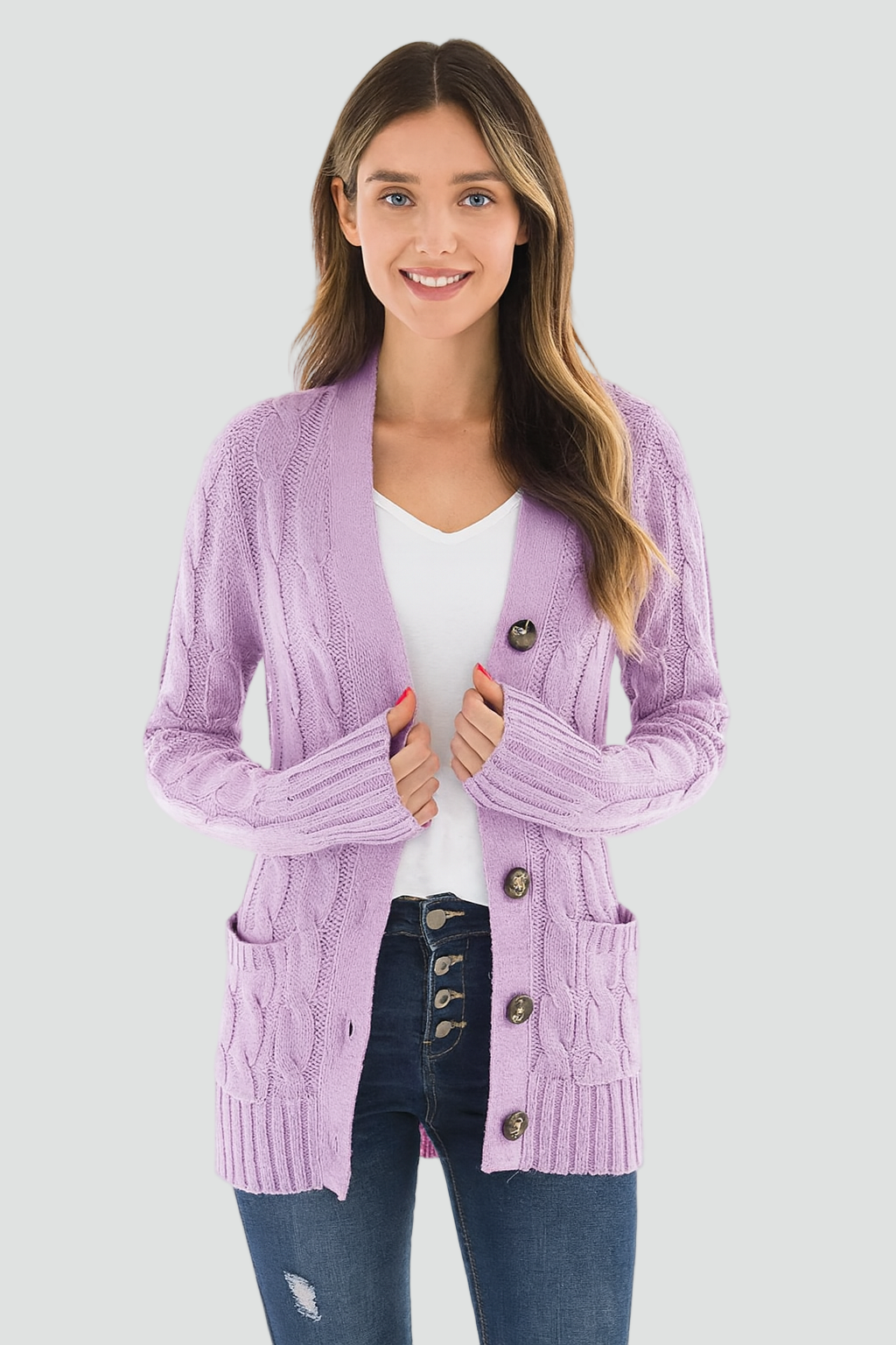 Cardigan boutonné en maille pour femme | Idéal pour l'automne