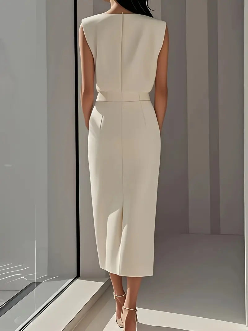 Robe Midi À Fente Latérale Et Boutons Pour Femme | Idéal Pour Usage Quotidien Et Occasions