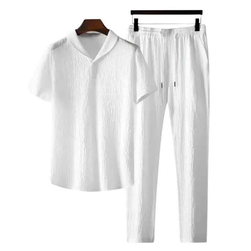 Ensemble Été Deux Pièces Avec Polo Et Pantalon Droit Pour Homme | Idéal Pour Usage Quotidien