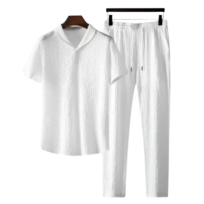 Ensemble Été Deux Pièces Avec Polo Et Pantalon Droit Pour Homme | Idéal Pour Usage Quotidien