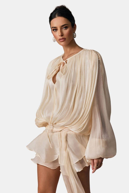 Robe Mini Avec Plis Structurés Et Détail Twist Sur Le Devant Pour Femme | Idéal Pour Soirées Et Événements