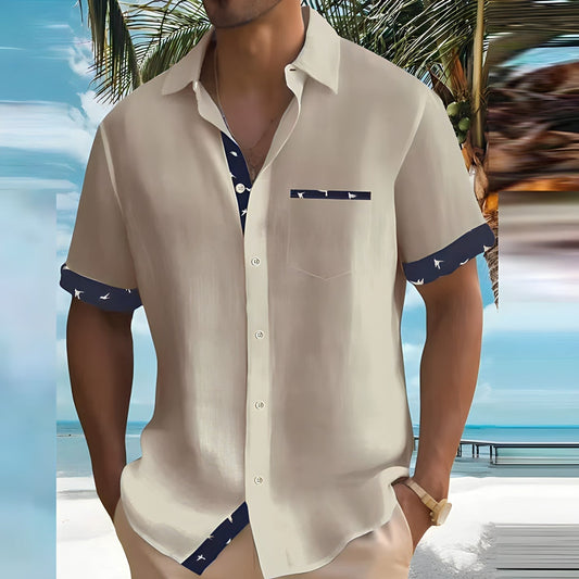 Chemise à Manches Courtes avec Fermeture Boutonnée et Motif Imprimé pour Homme | Idéale pour l'Été
