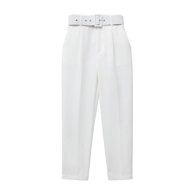 Pantalon à Taille Haute avec Ceinture Ajustable pour Femme | Idéal pour les Journées Décontractées