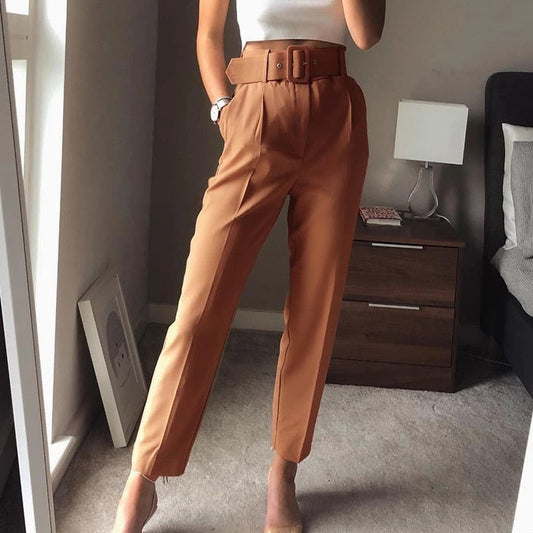 Pantalon à Taille Haute avec Ceinture Ajustable pour Femme | Idéal pour les Journées Décontractées
