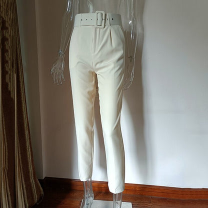 Pantalon à Taille Haute avec Ceinture Ajustable pour Femme | Idéal pour les Journées Décontractées