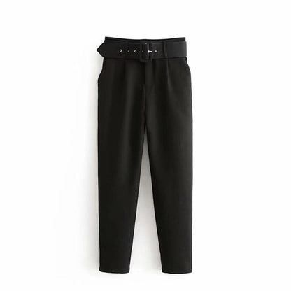 Pantalon à Taille Haute avec Ceinture Ajustable pour Femme | Idéal pour les Journées Décontractées