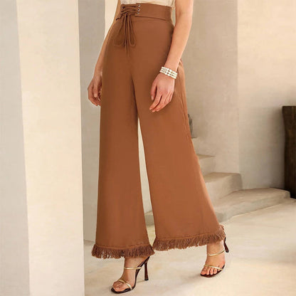 Pantalon Taille Haute avec Lacets pour Femme | Idéal pour Toutes les Saisons