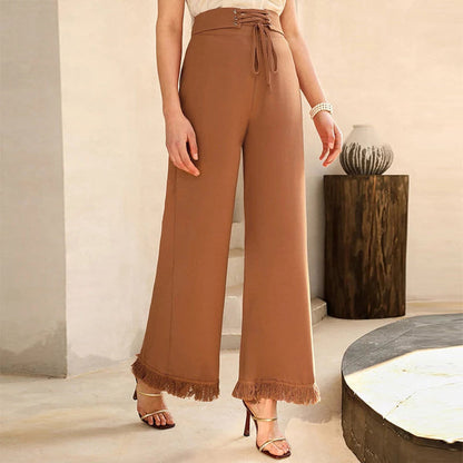 Pantalon Taille Haute avec Lacets pour Femme | Idéal pour Toutes les Saisons