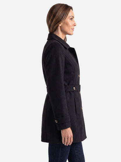 Manteau boutonné avec col chemise et ceinture pour femmes | Idéal pour l’automne