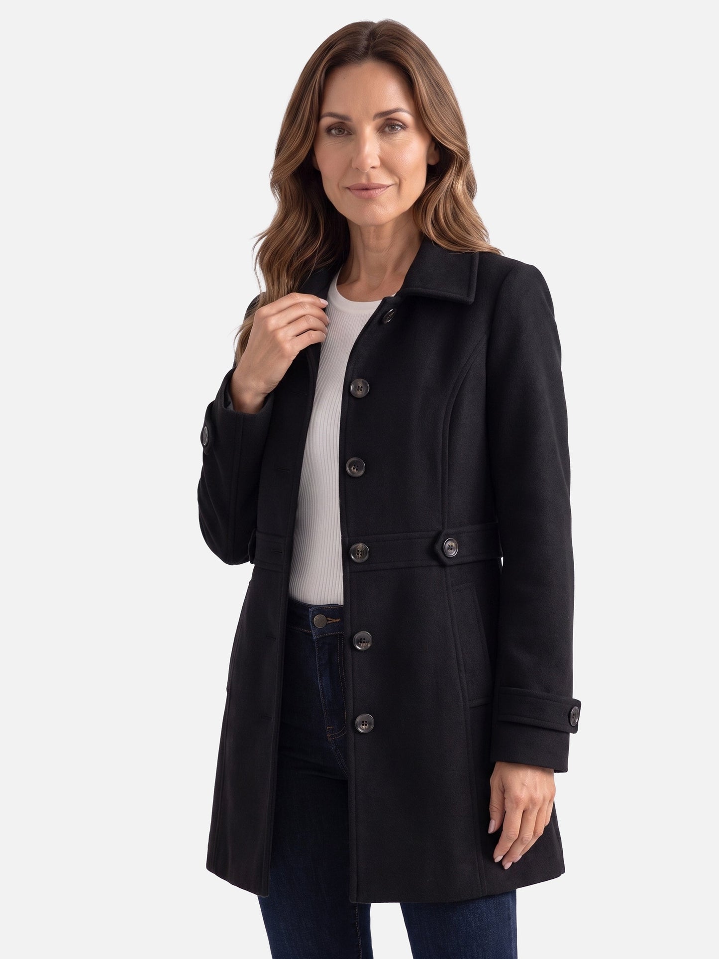 Manteau boutonné avec col chemise et ceinture pour femmes | Idéal pour l’automne