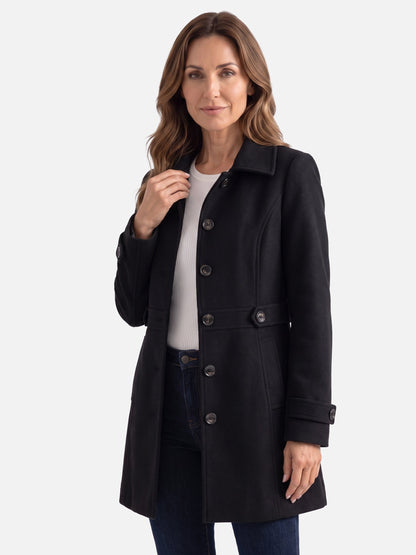 Manteau boutonné avec col chemise et ceinture pour femmes | Idéal pour l’automne