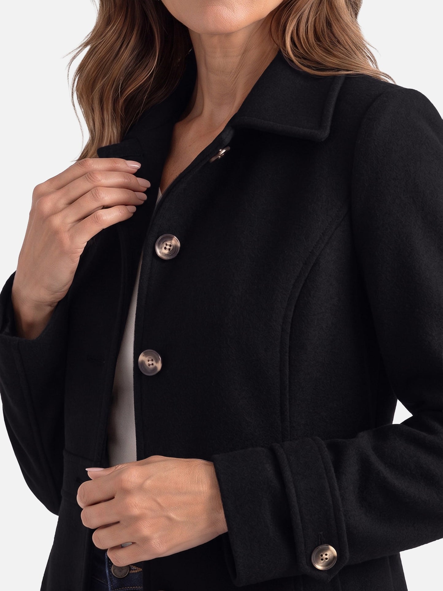 Manteau boutonné avec col chemise et ceinture pour femmes | Idéal pour l’automne