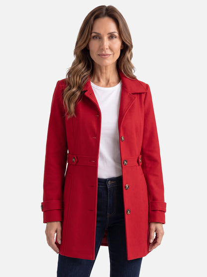 Manteau boutonné avec col chemise et ceinture pour femmes | Idéal pour l’automne