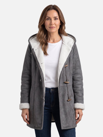 Duffle-coat à capuche avec fermeture à brandebourgs pour femmes | Idéal pour l’hiver