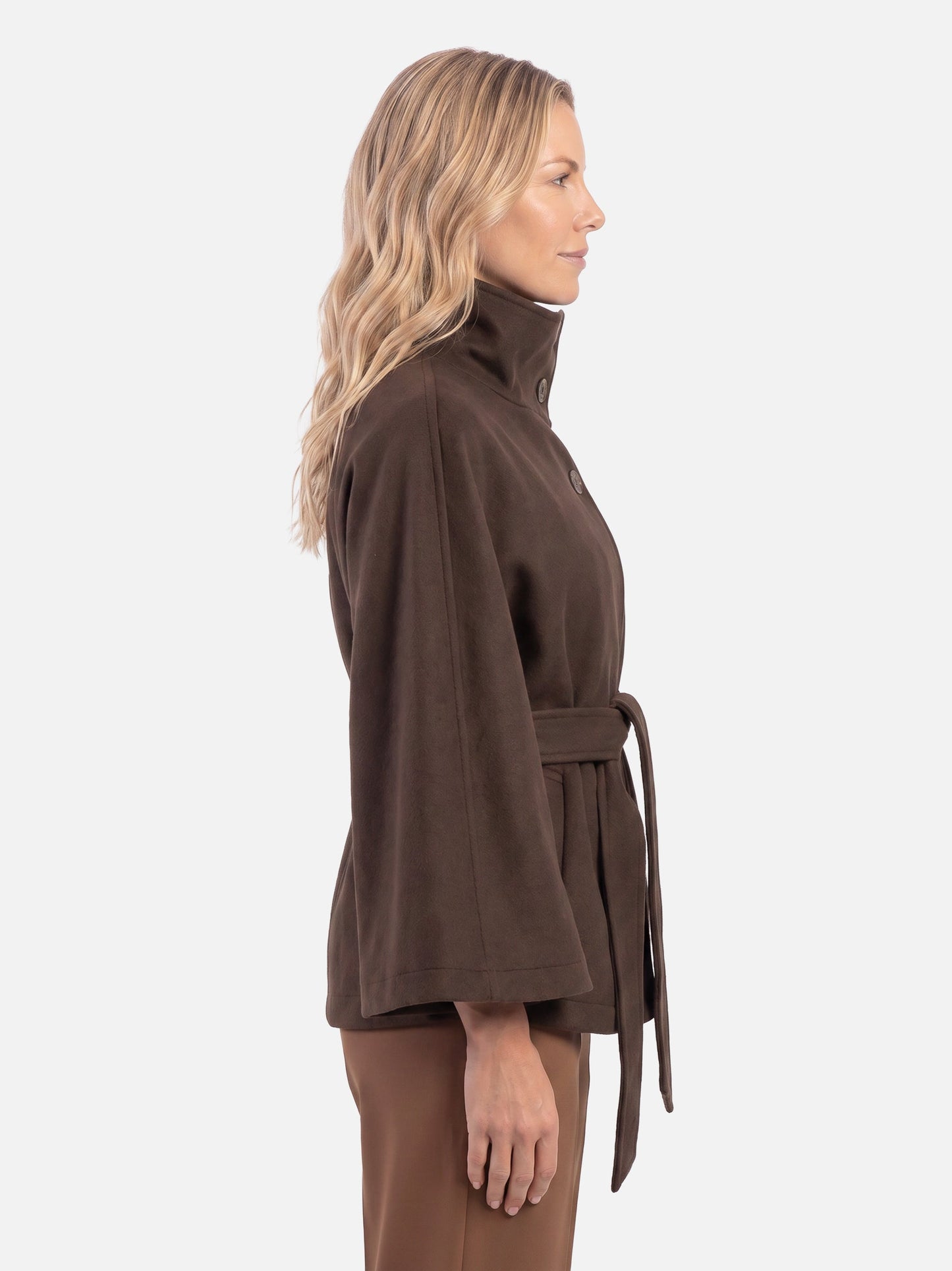 Manteau cape à col montant avec ceinture pour femmes | Idéal pour l’automne et l’hiver