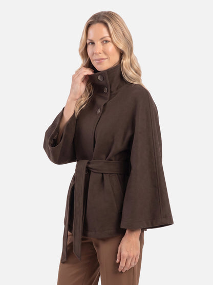 Manteau cape à col montant avec ceinture pour femmes | Idéal pour l’automne et l’hiver