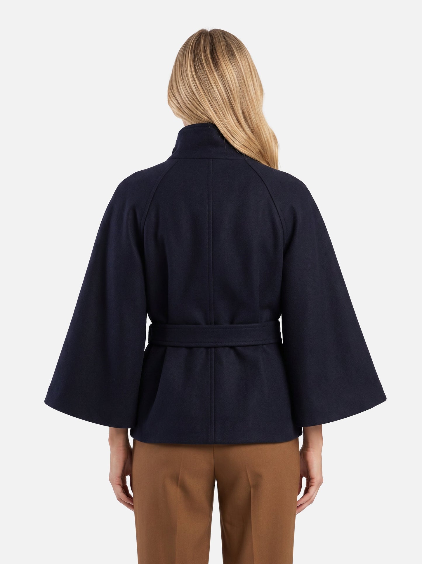 Manteau cape à col montant avec ceinture pour femmes | Idéal pour l’automne et l’hiver