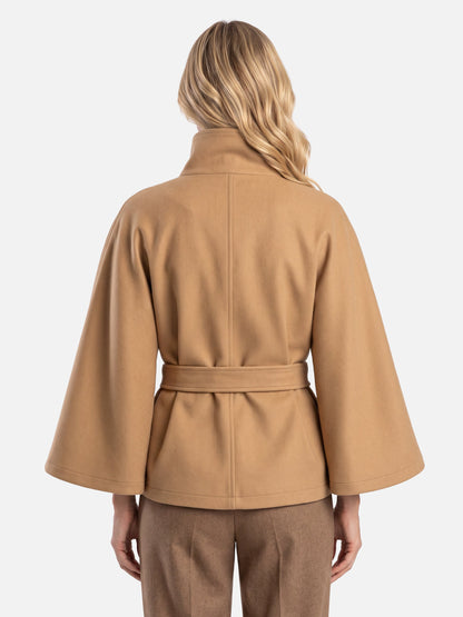 Manteau cape à col montant avec ceinture pour femmes | Idéal pour l’automne et l’hiver