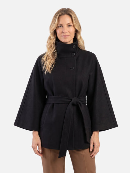 Manteau cape à col montant avec ceinture pour femmes | Idéal pour l’automne et l’hiver