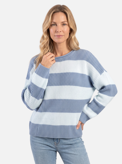 Pull rayures horizontales col rond pour femmes