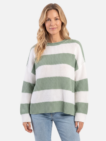 Pull rayures horizontales col rond pour femmes