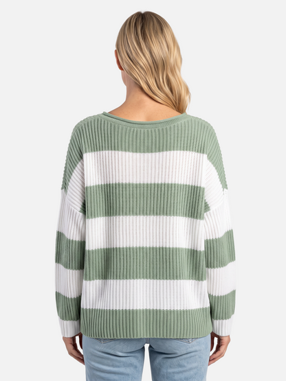 Pull rayures horizontales col rond pour femmes