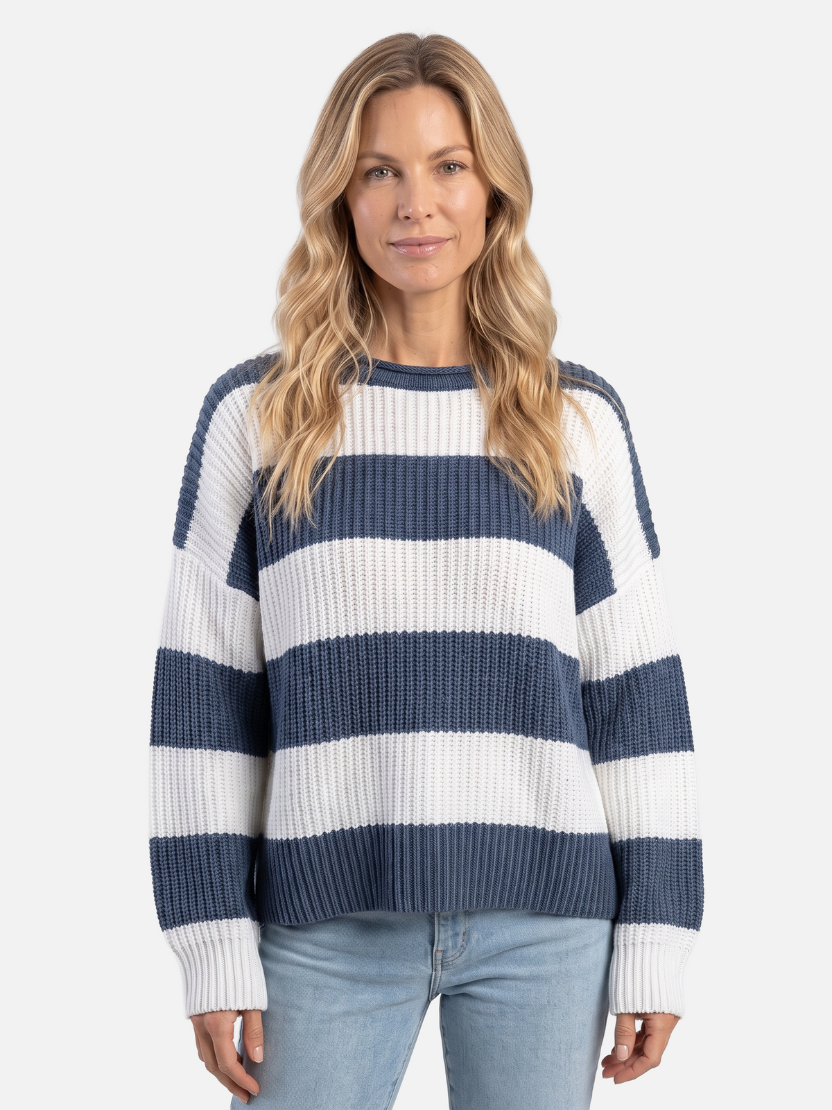 Pull rayures horizontales col rond pour femmes