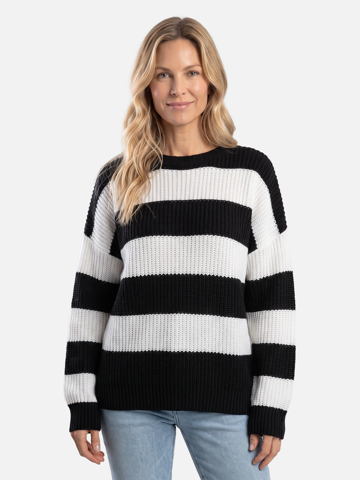 Pull rayures horizontales col rond pour femmes
