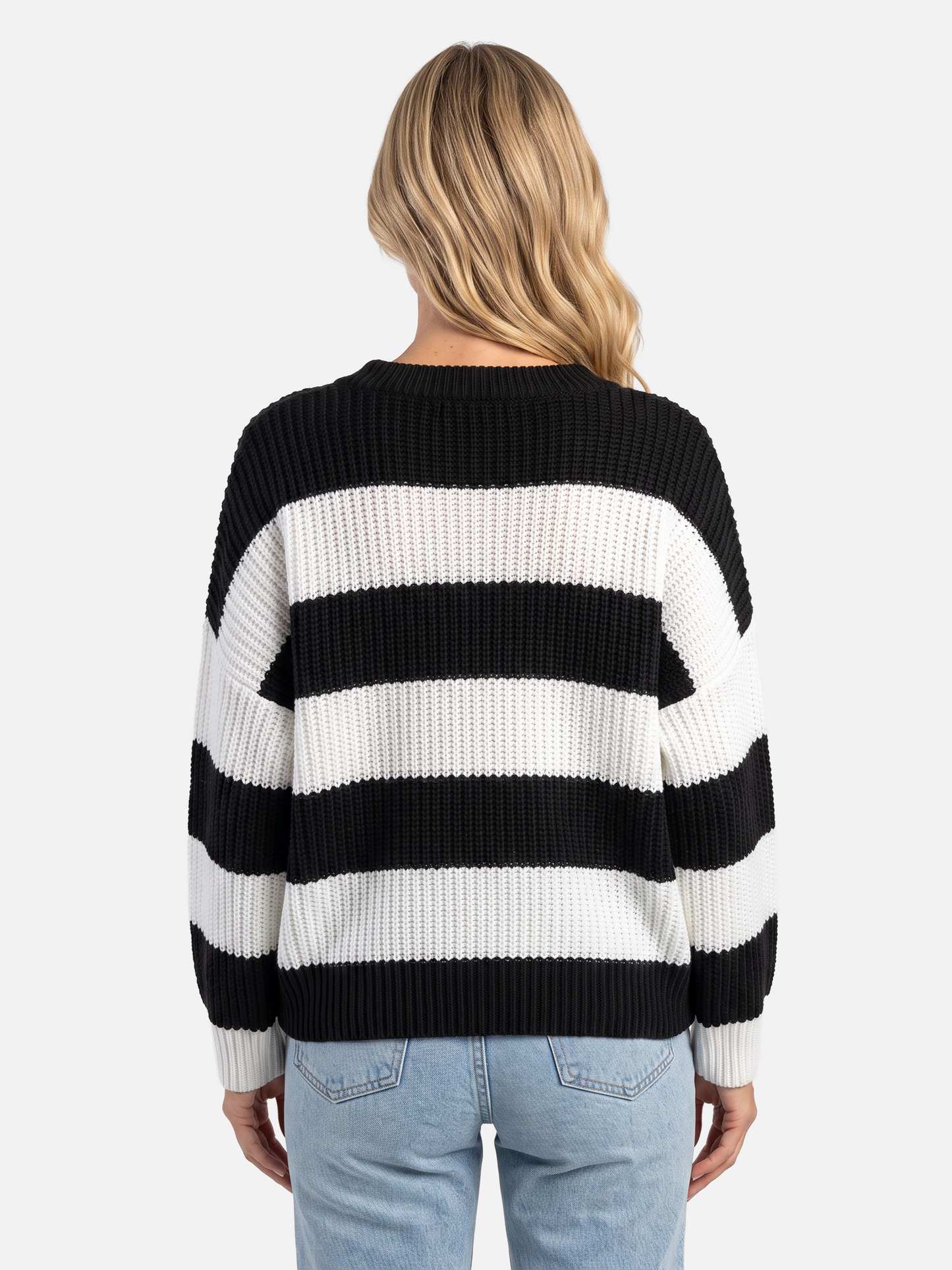 Pull rayures horizontales col rond pour femmes