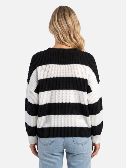 Pull rayures horizontales col rond pour femmes