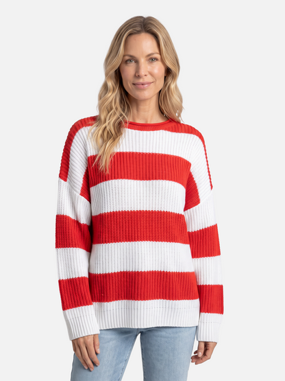Pull rayures horizontales col rond pour femmes