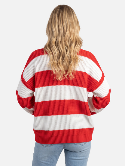 Pull rayures horizontales col rond pour femmes