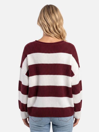 Pull rayures horizontales col rond pour femmes
