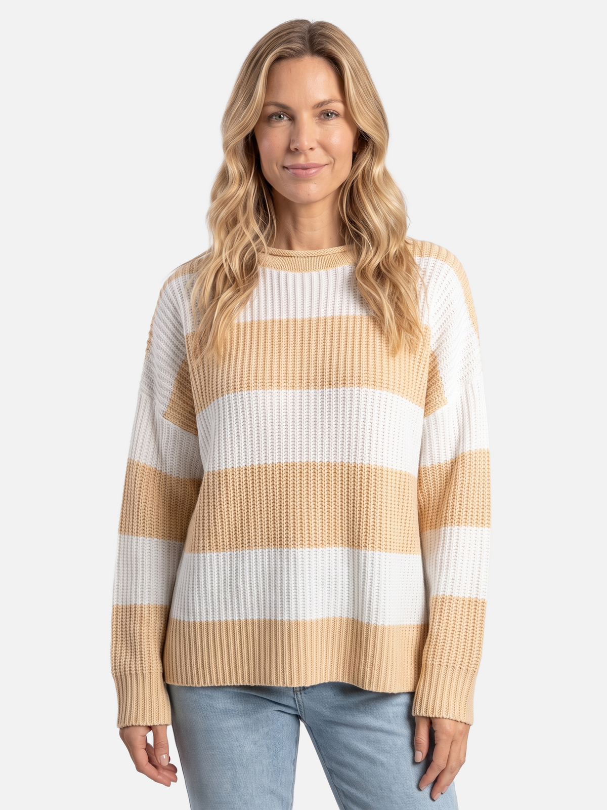 Pull rayures horizontales col rond pour femmes