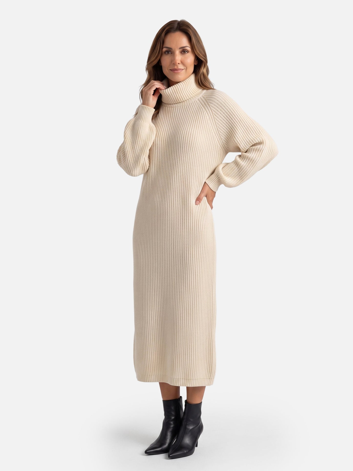 Robe pull col roulé pour femmes