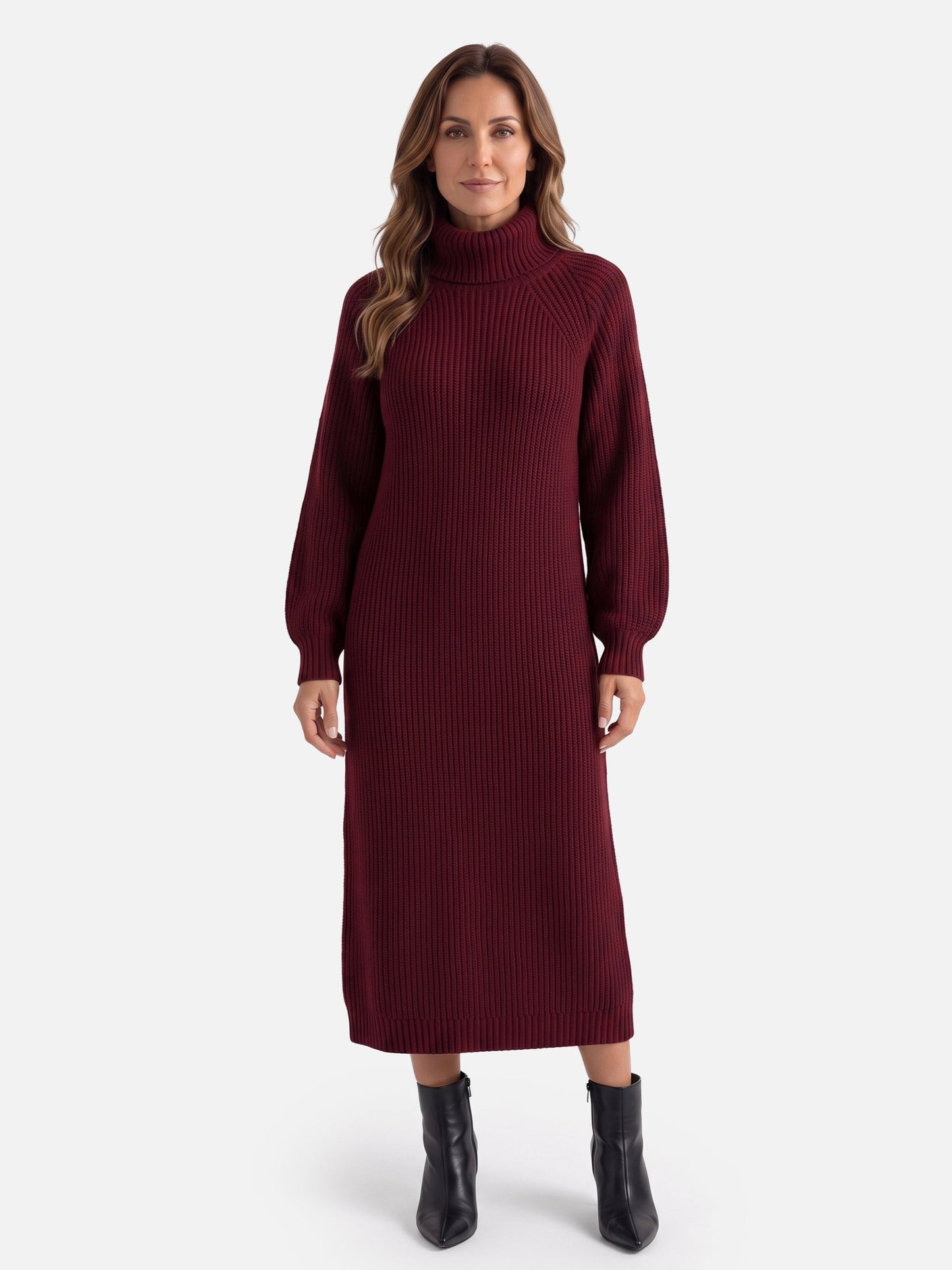 Robe pull col roulé pour femmes